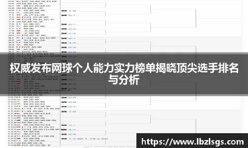 权威发布网球个人能力实力榜单揭晓顶尖选手排名与分析
